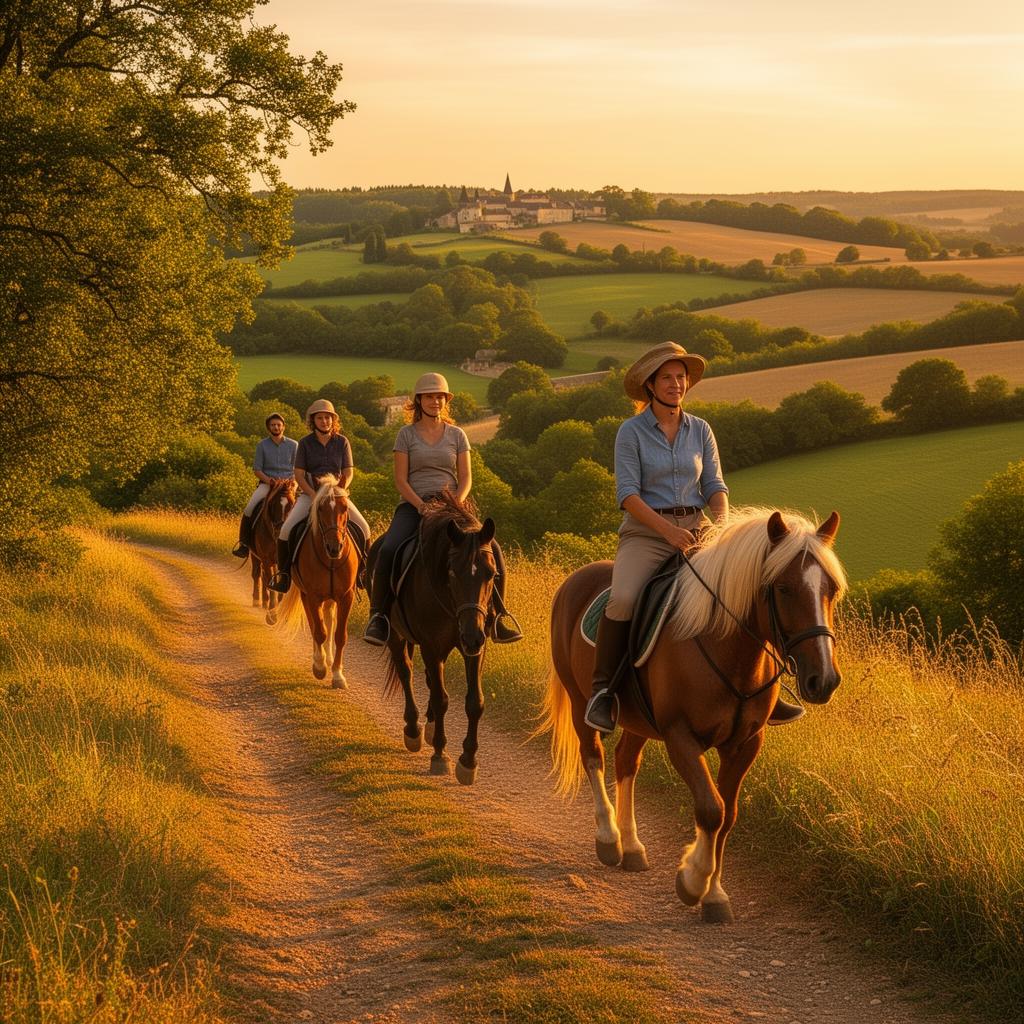 Cavalier en randonnée équestre dans les paysages bretons - Caval'Armor